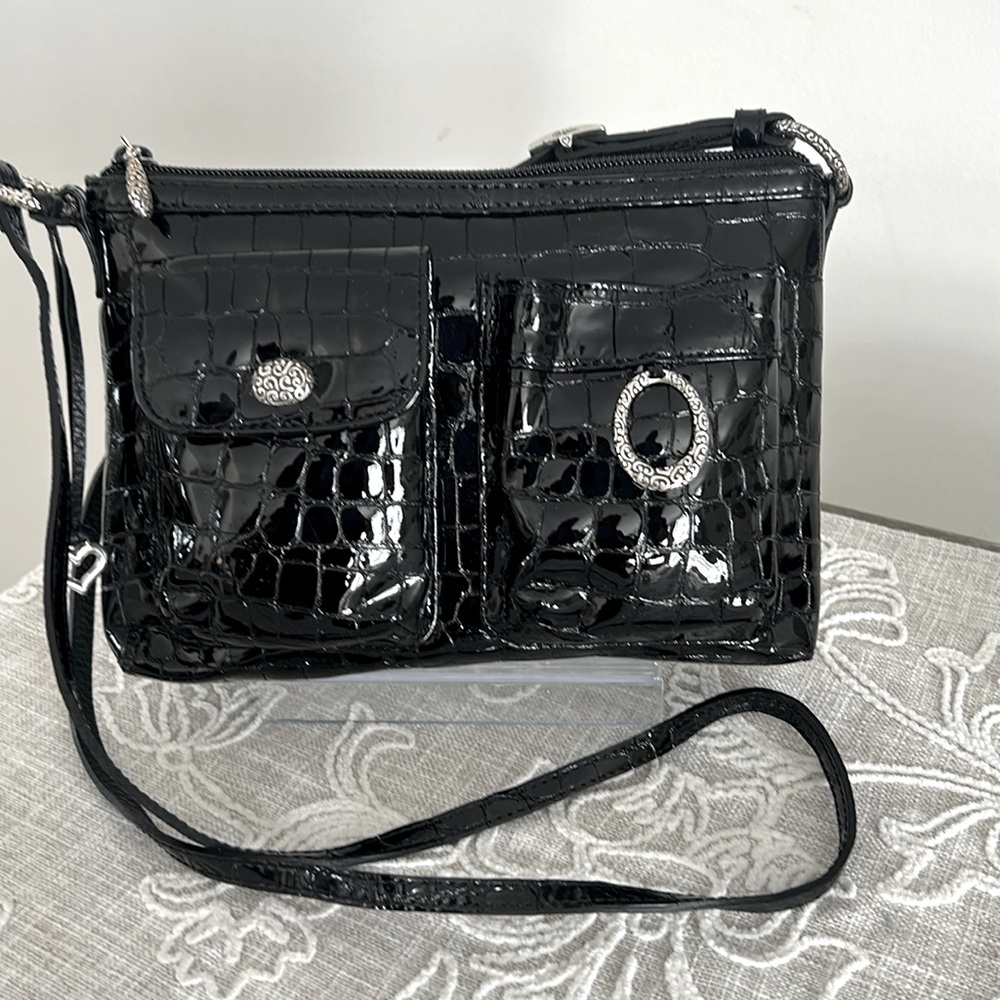 Brighton Cher Modern Black Patent Croc Pattern
Small Crossbody Bag
